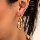 Geometric Circle Chunky Hoop Earrings with Zircon Crystals