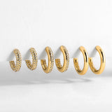 Geometric Circle Chunky Hoop Earrings with Zircon Crystals