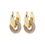 Geometric Circle Chunky Hoop Earrings with Zircon Crystals