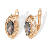 Geometric Rose Hollow Zircon Piercing Earrings Golden Jewelry