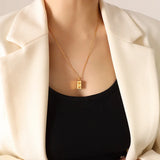 Minimalist Building Block Shape Pendant Necklace Stainless Steel