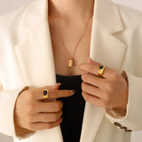 Minimalist Building Block Shape Pendant Necklace Stainless Steel