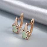 Vintage Oval Green Zircon Women's Drop Earrings