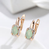 Vintage Oval Green Zircon Women's Drop Earrings