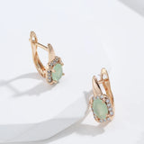 Vintage Oval Green Zircon Women's Drop Earrings