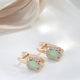 Vintage Oval Green Zircon Women's Drop Earrings