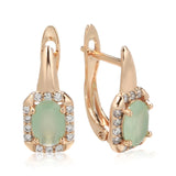 Vintage Oval Green Zircon Women's Drop Earrings