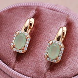 Vintage Oval Green Zircon Women's Drop Earrings