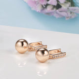 Geometric Pendant Earrings 585 Rose Glossy Solid Ball Hang Ear