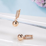 Geometric Pendant Earrings 585 Rose Glossy Solid Ball Hang Ear
