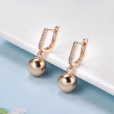 Geometric Pendant Earrings 585 Rose Glossy Solid Ball Hang Ear