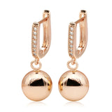 Geometric Pendant Earrings 585 Rose Glossy Solid Ball Hang Ear