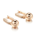 Geometric Pendant Earrings 585 Rose Glossy Solid Ball Hang Ear