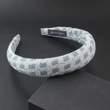 Geometric Plaid Hairband Women Center Knot Big Bowknot Headband Female Autumn