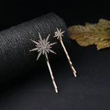 Geometric Stars Moon Rhinestone Hair Clip Set Snowflake Star Bride Hairpins