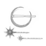 Geometric Stars Moon Rhinestone Hair Clip Set Snowflake Star Bride Hairpins