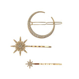 Geometric Stars Moon Rhinestone Hair Clip Set Snowflake Star Bride Hairpins