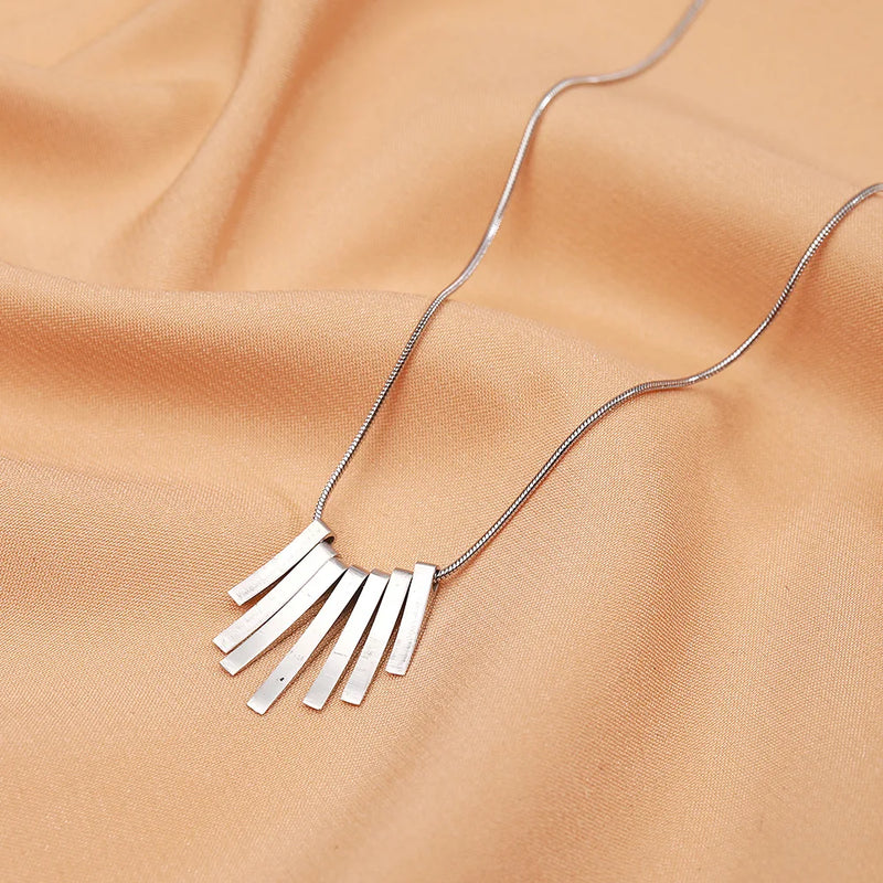 Geometric Tassel Pendant Steel Chain Women's Necklace