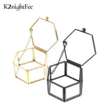 Geometrical Clear Glass Jewelry Box Holder