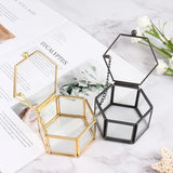 Geometrical Clear Glass Jewelry Box Holder
