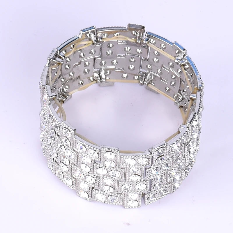 Adjustable Geometric Charm Cuff Bracelet with Elastic Cord