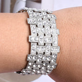 Adjustable Geometric Charm Cuff Bracelet with Elastic Cord