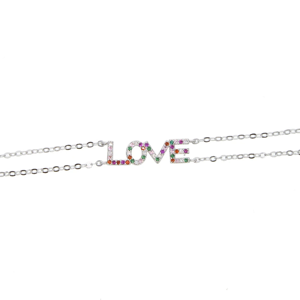 Colorful Letter Love Crystal Charm Bracelet for Women