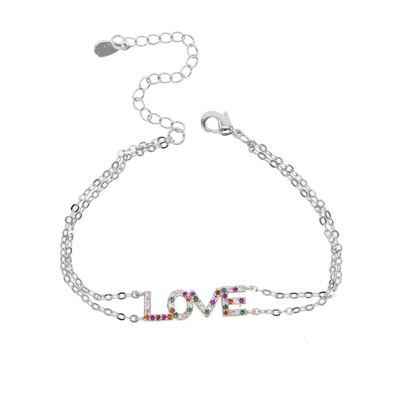 Colorful Letter Love Crystal Charm Bracelet for Women