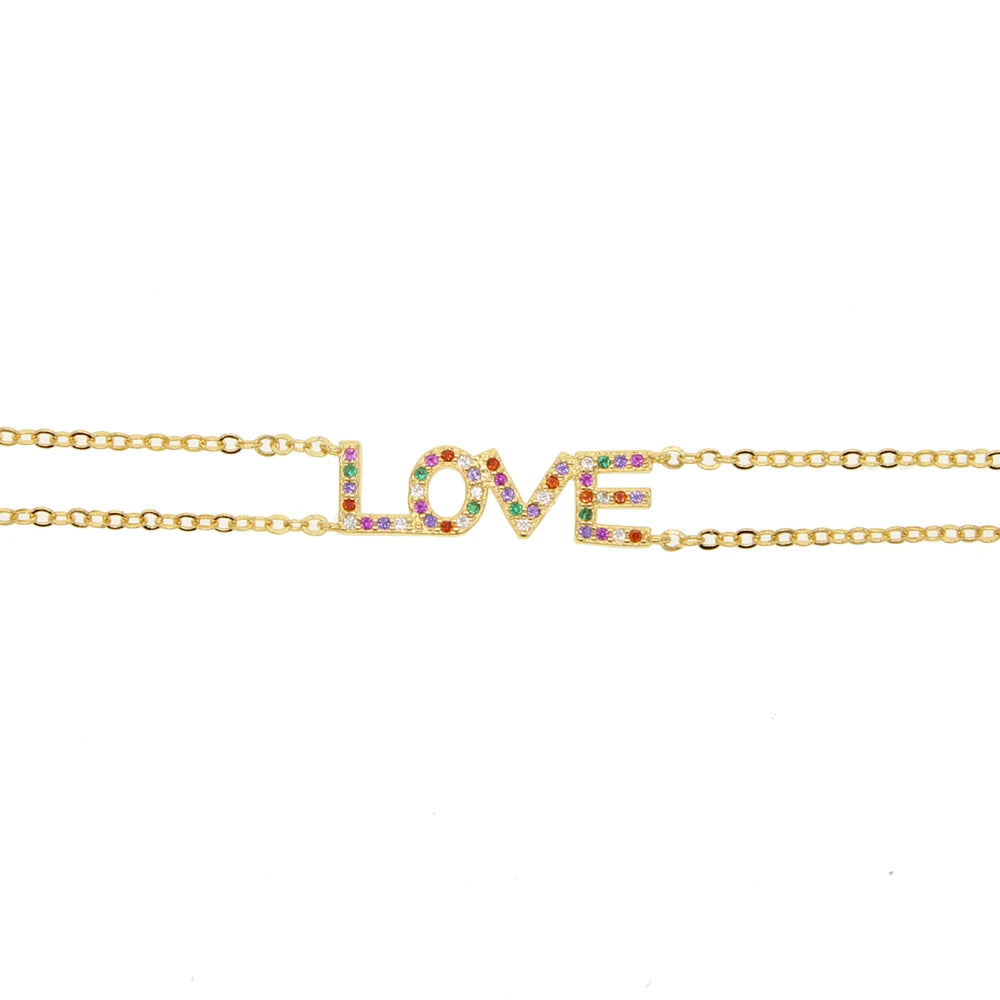 Colorful Letter Love Crystal Charm Bracelet for Women