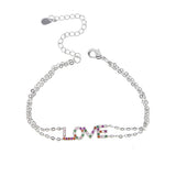 Colorful Letter Love Crystal Charm Bracelet for Women