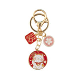 Red Cartoon Cat Key Chain Bag Hanging Ornament Pendants Flower Keychain