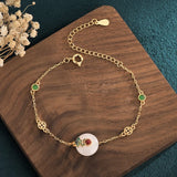 Hetian Jade Safety Buckle Bracelet with Gold-Plated Chain