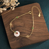 Hetian Jade Safety Buckle Bracelet with Gold-Plated Chain