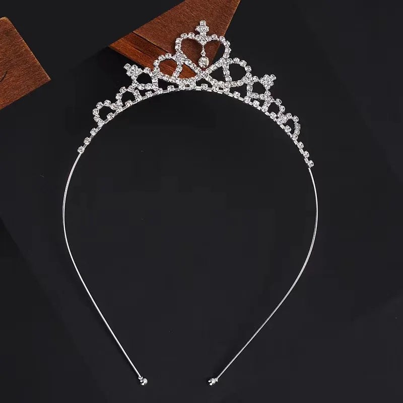 Girls Princess Crown Hair Accessories Headdress Inlaid Rhinestone Crown Headband