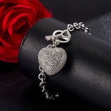 Heart Pendant Sterling Silver Bracelet for Girls