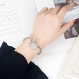 Heart Pendant Sterling Silver Bracelet for Girls
