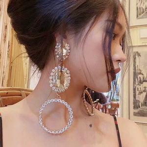 Crystal Water Drop Dangle Earrings Statement Jewelry
