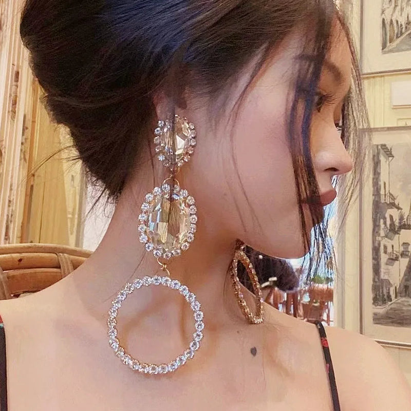 Crystal Water Drop Dangle Earrings Statement Jewelry