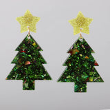 Glitter Acrylic Christmas Tree Drop Earrings - Colorful Xmas Party Jewelry