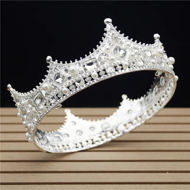 Glitter Baroque Large Crystal Floral Crown Tiara