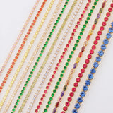 Neon Rainbow Iced Out Zircon Charm Thin CZ Tennis Chain Women Choker Necklace