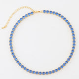 Neon Rainbow Iced Out Zircon Charm Thin CZ Tennis Chain Women Choker Necklace