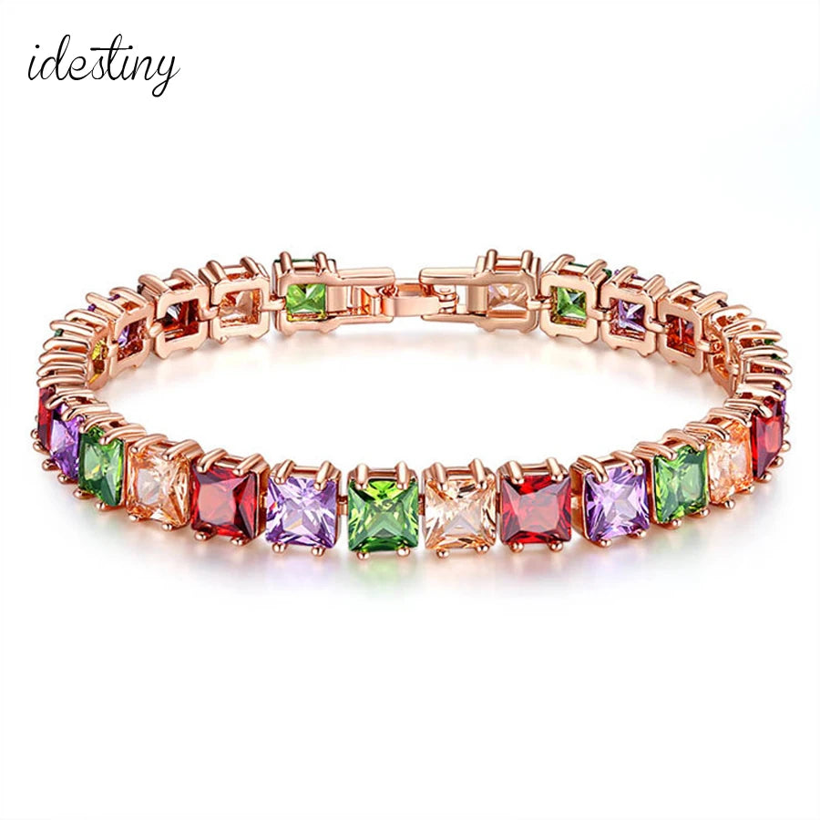 Multicolor CZ Stone Bracelet Bangle for Women