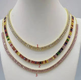 Colorful Enamel Charm CZ Tennis Chain Choker Necklace