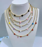 Enamel Heart Charm CZ Choker Necklace for Women