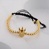 Pave CZ Ball Charm Bracelet Macrame Copper Beads Jewelry Gift