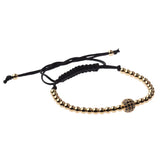 Pave CZ Ball Charm Bracelet Macrame Copper Beads Jewelry Gift