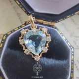 Sapphire Choker Necklace 925 Silver Heart Pendant Wedding Gift NK128
