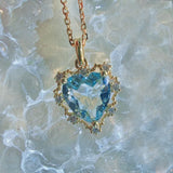 Sapphire Choker Necklace 925 Silver Heart Pendant Wedding Gift NK128