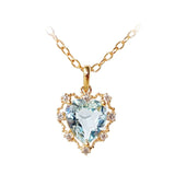 Sapphire Choker Necklace 925 Silver Heart Pendant Wedding Gift NK128